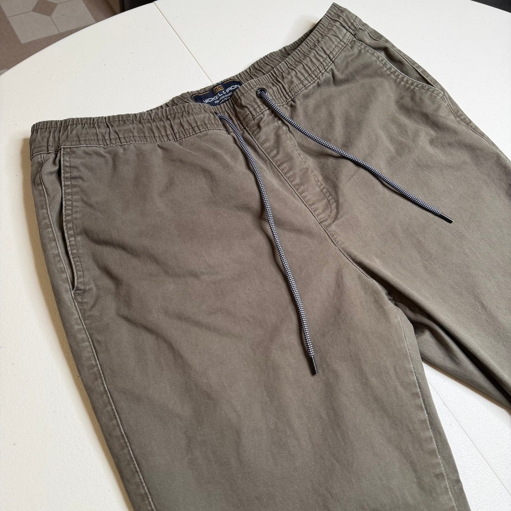 Nickel & Iron Mens Large‎ Jogger Pants Olive Green Khaki Elastic Waist RN75760 View 2